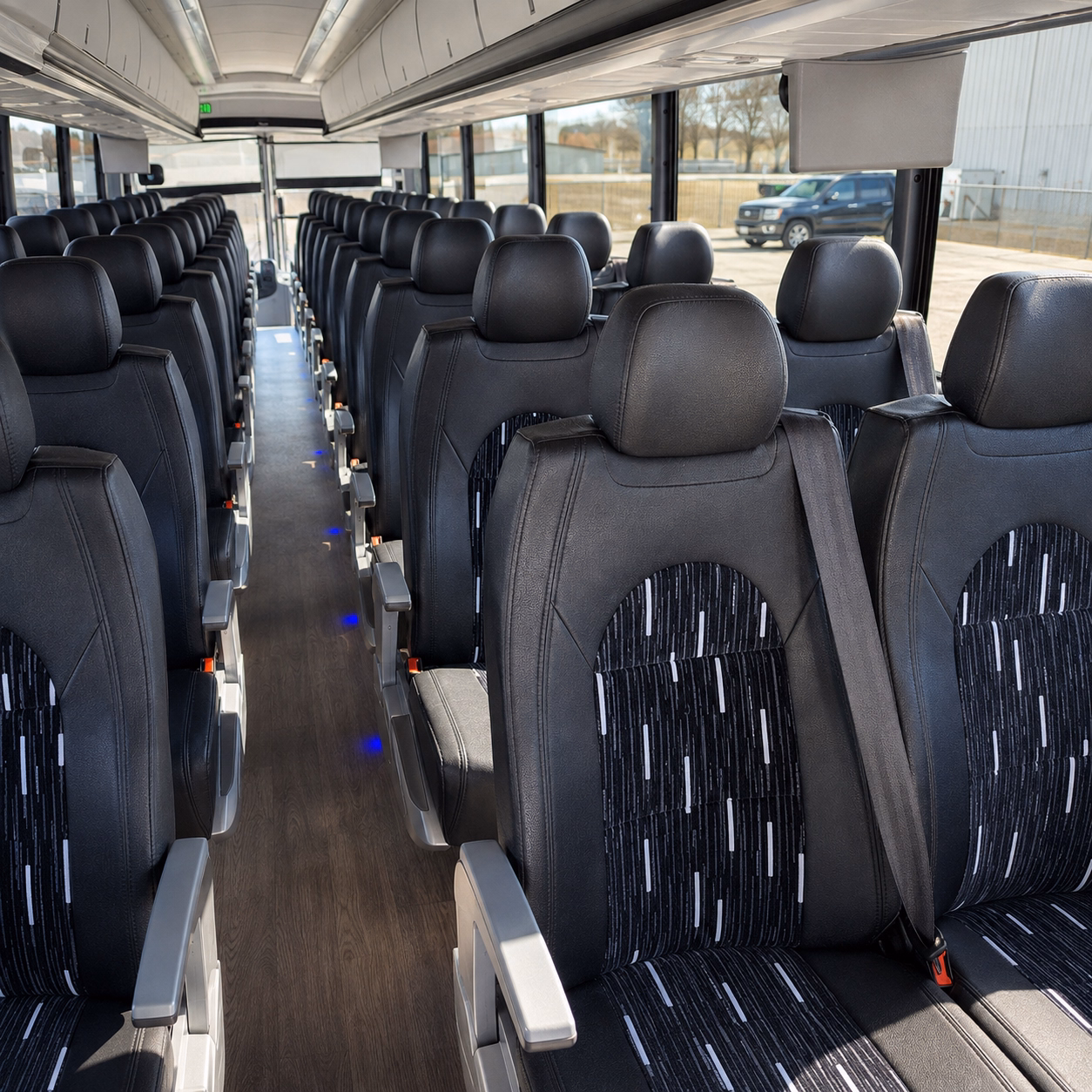 mobile charter bus rental interior