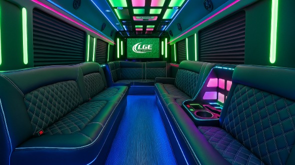 Interior of Charter Bus Company Metairie's Party Bus in Metairie